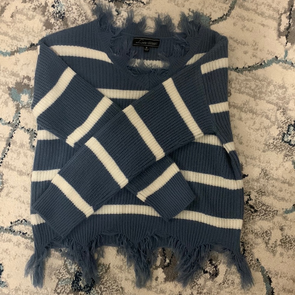 Women’s V-Neck Distressed Sweater